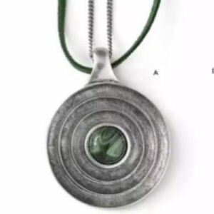 Lia Sophia “Embark” Long Necklace 28”-31”. Antique silver and green suede.